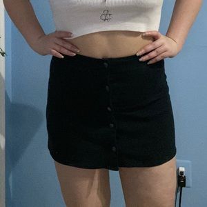 Black denim button up skirt